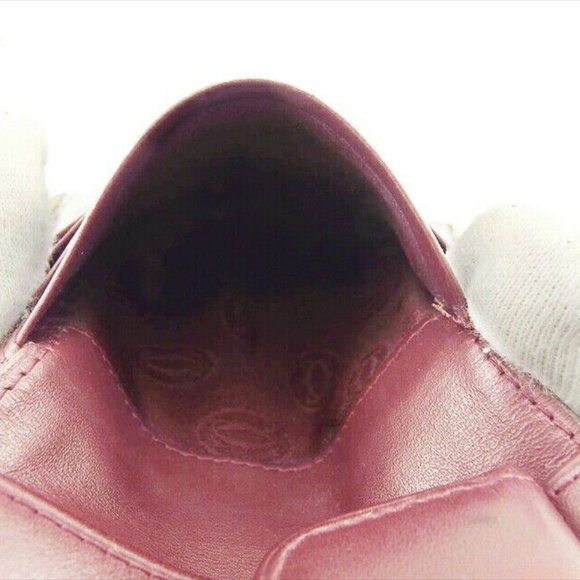 Cartier Bi -fold Wallet Bordeaux x Leather x Gold Material Authentic USED - Picture 11 of 11